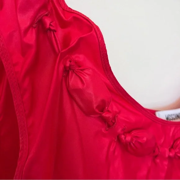 Rare Moschino 2008 Runway Silk Red Maxi Dress Puffball Bubble Hem Womens Size 8 - Picture 5 of 17